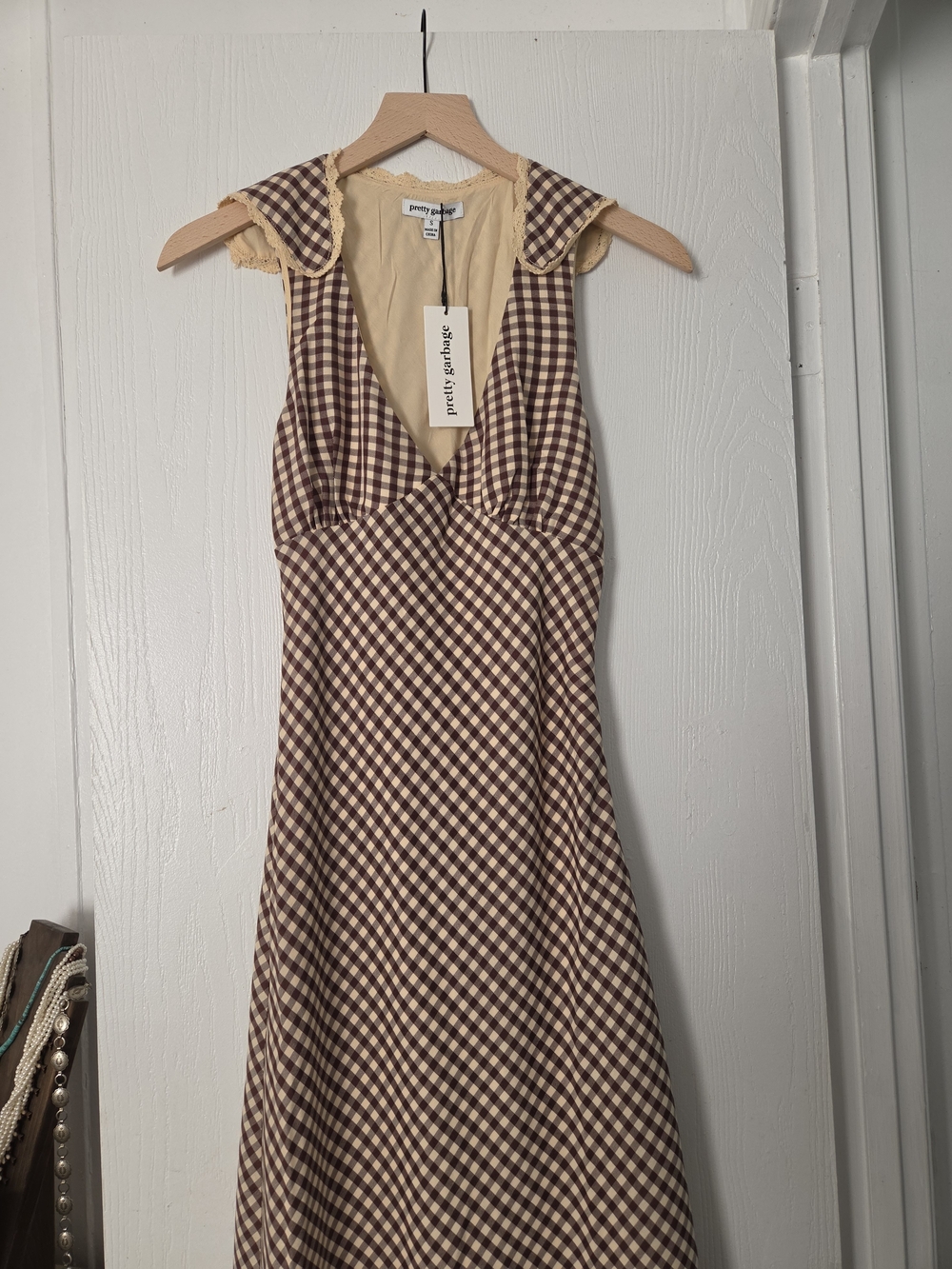 Pretty Garbage Brown Gingham Maxi Dress